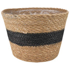 vidaXL Seegras Pflanzenkörbe 3 pcs Natürlich und Schwarz Ø26 x 19 cm