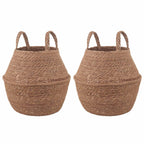 vidaXL Pflanzenkübel mit Griffen 2 pcs Natur Ø 22 x 20 cm 100% Seegras