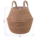 vidaXL Pflanzenkübel mit Griffen 2 pcs Natur Ø 22 x 20 cm 100% Seegras