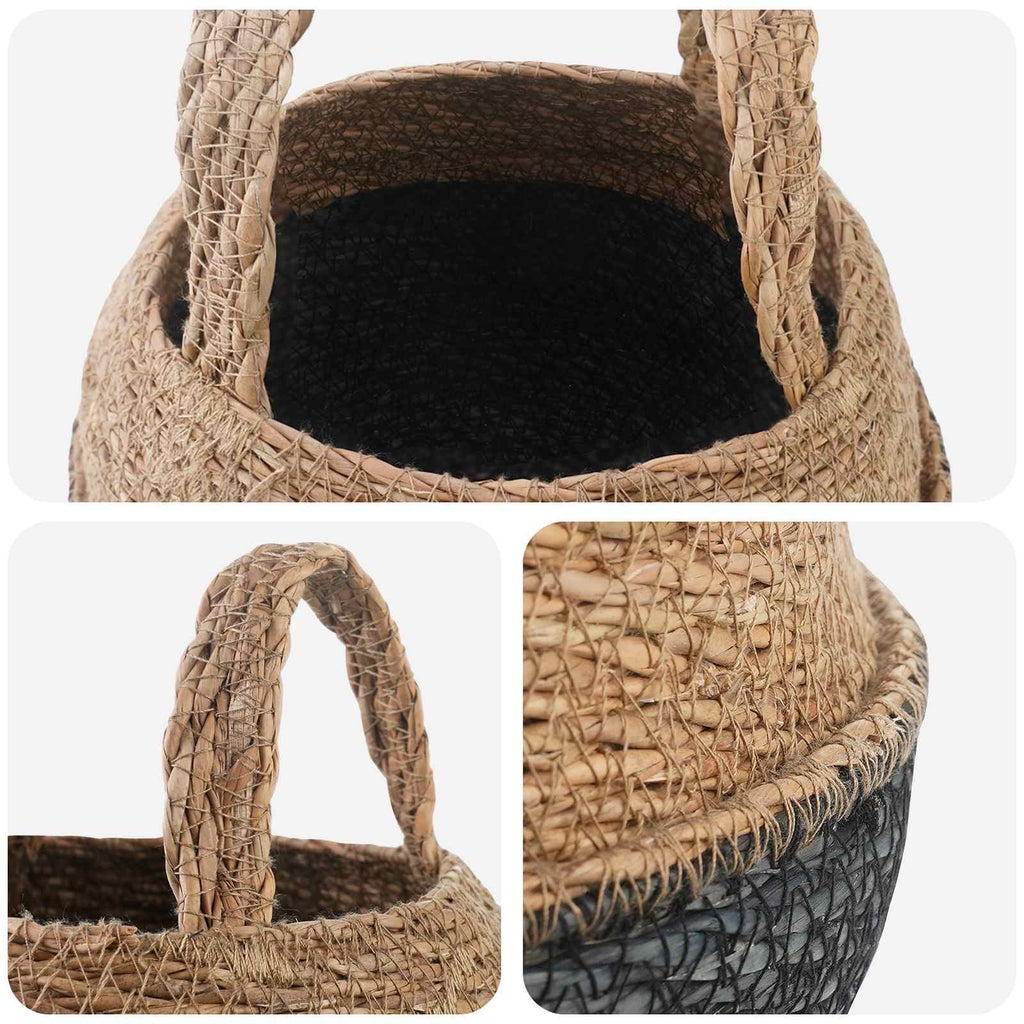 vidaXL Pflanzenkübel mit Griffen 2 pcs Schwarz Ø 22 x 20 cm