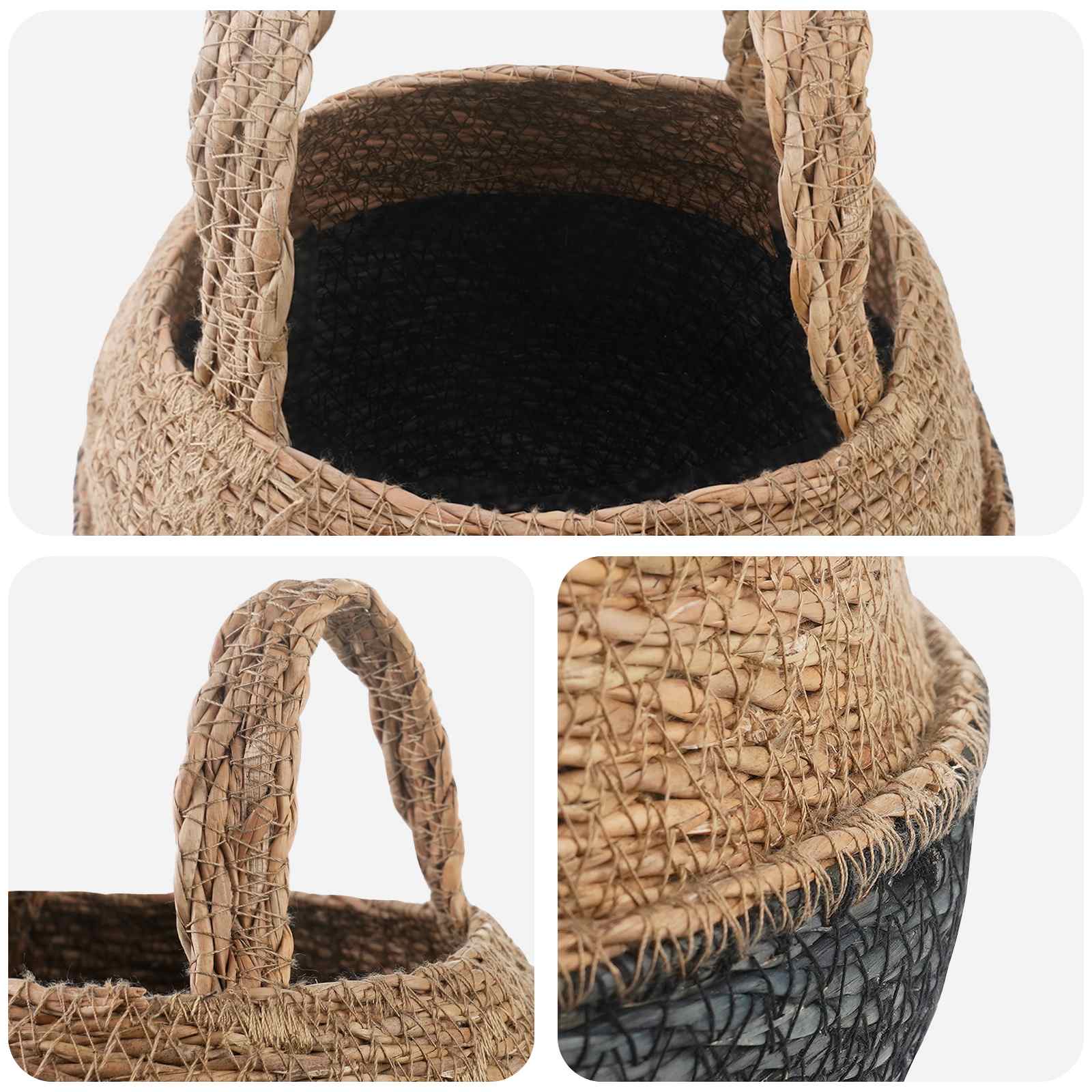 vidaXL Pflanzenkübel mit Griffen 2 pcs Schwarz Ø 22 x 20 cm