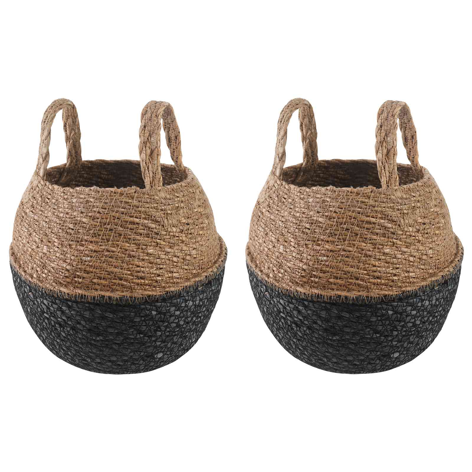 vidaXL Pflanzenkübel mit Griffen 2 pcs Schwarz Ø 22 x 20 cm