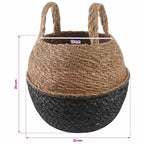 vidaXL Pflanzenkübel mit Griffen 2 pcs Schwarz Ø 22 x 20 cm