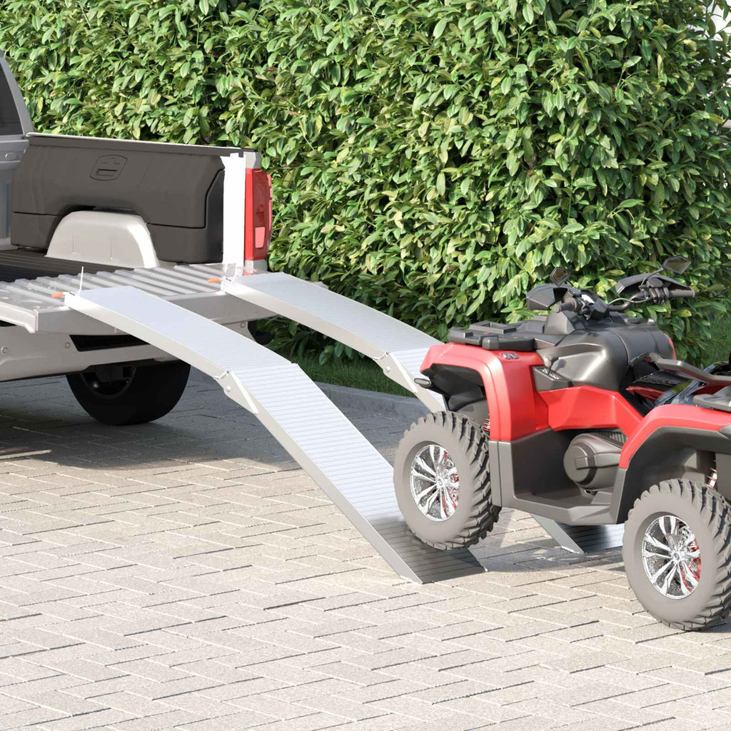 vidaXL Motorradrampe 680 kg 2 pcs Silber 205 x 28 x 5 cm Aluminium