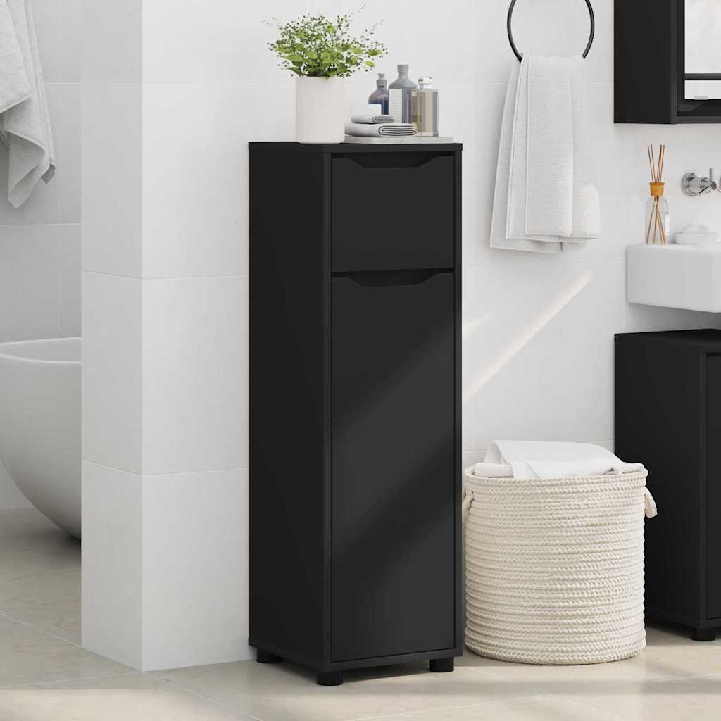 vidaXL Badezimmerschrank Schwarz 30,5 x 30 x 101 cm Holzwerkstoff