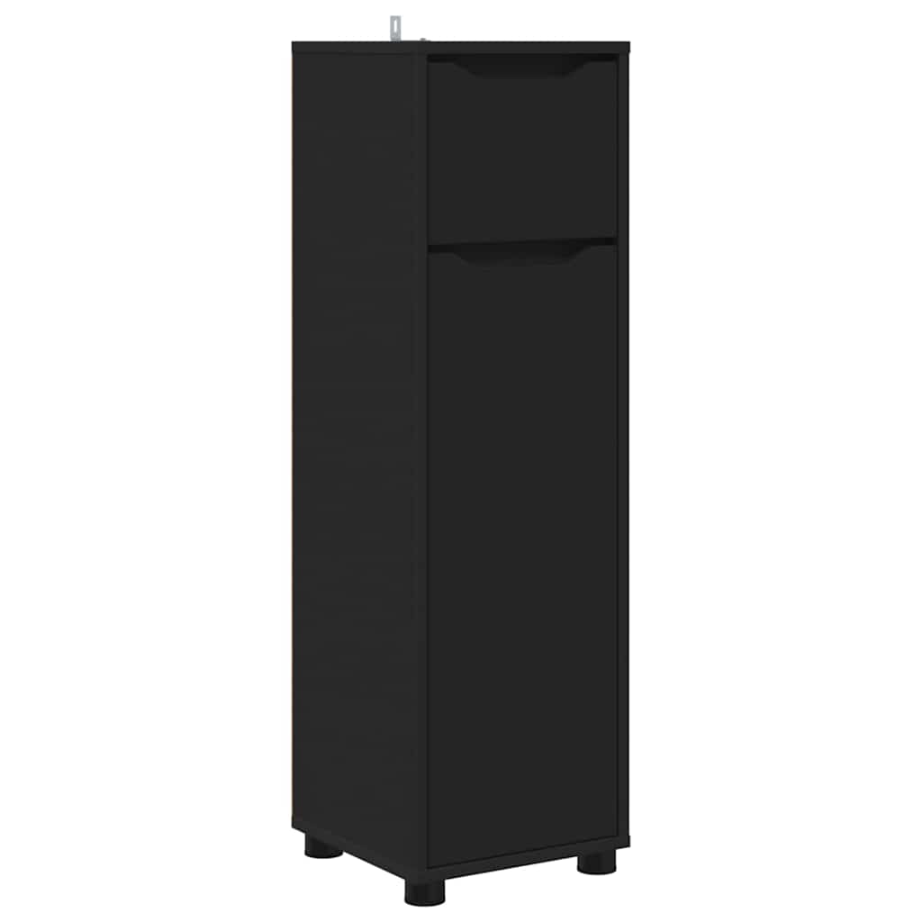 vidaXL Badezimmerschrank Schwarz 30,5 x 30 x 101 cm Holzwerkstoff
