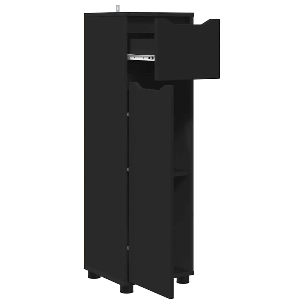 vidaXL Badezimmerschrank Schwarz 30,5 x 30 x 101 cm Holzwerkstoff