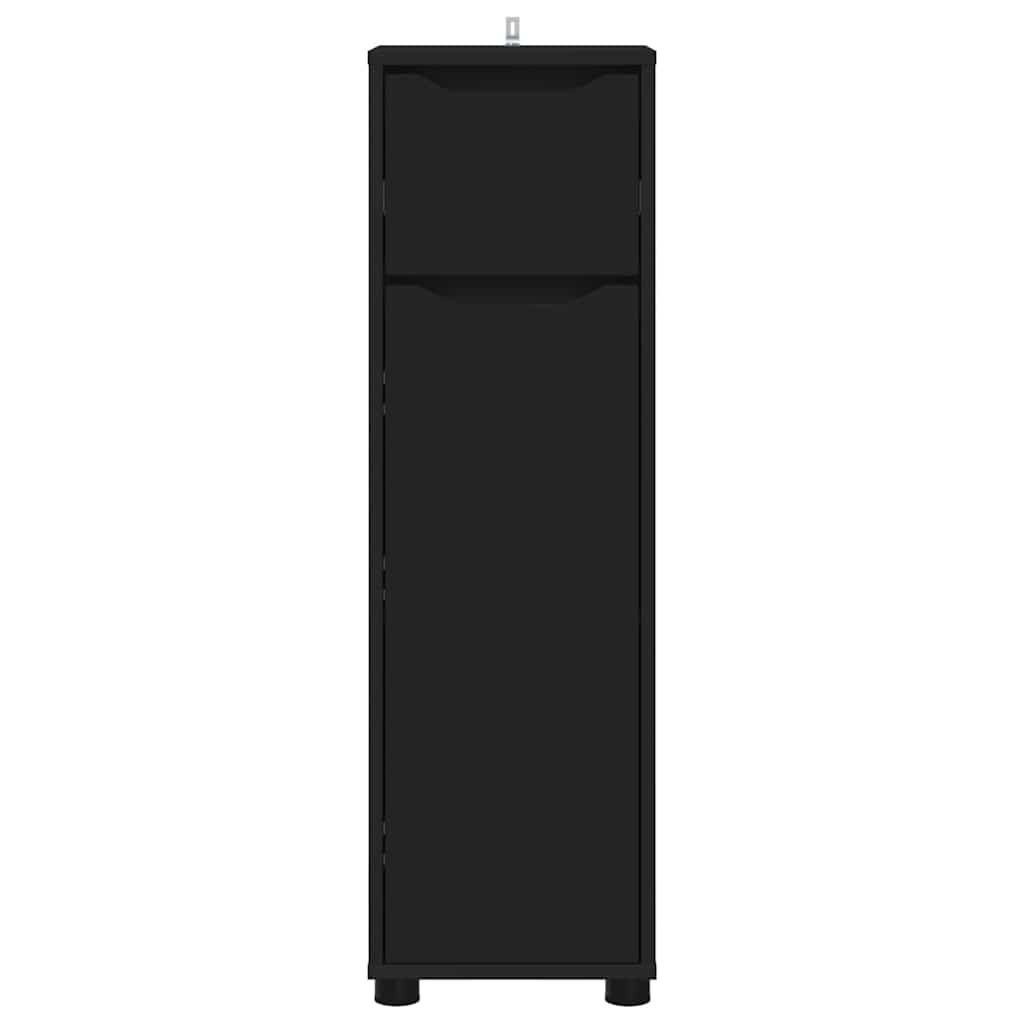 vidaXL Badezimmerschrank Schwarz 30,5 x 30 x 101 cm Holzwerkstoff
