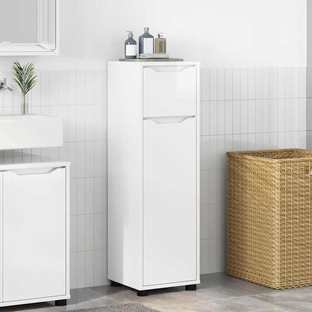 vidaXL Badezimmerschrank mit Regal Hochglanz Weiß 30,5 x 30 x 101 cm
