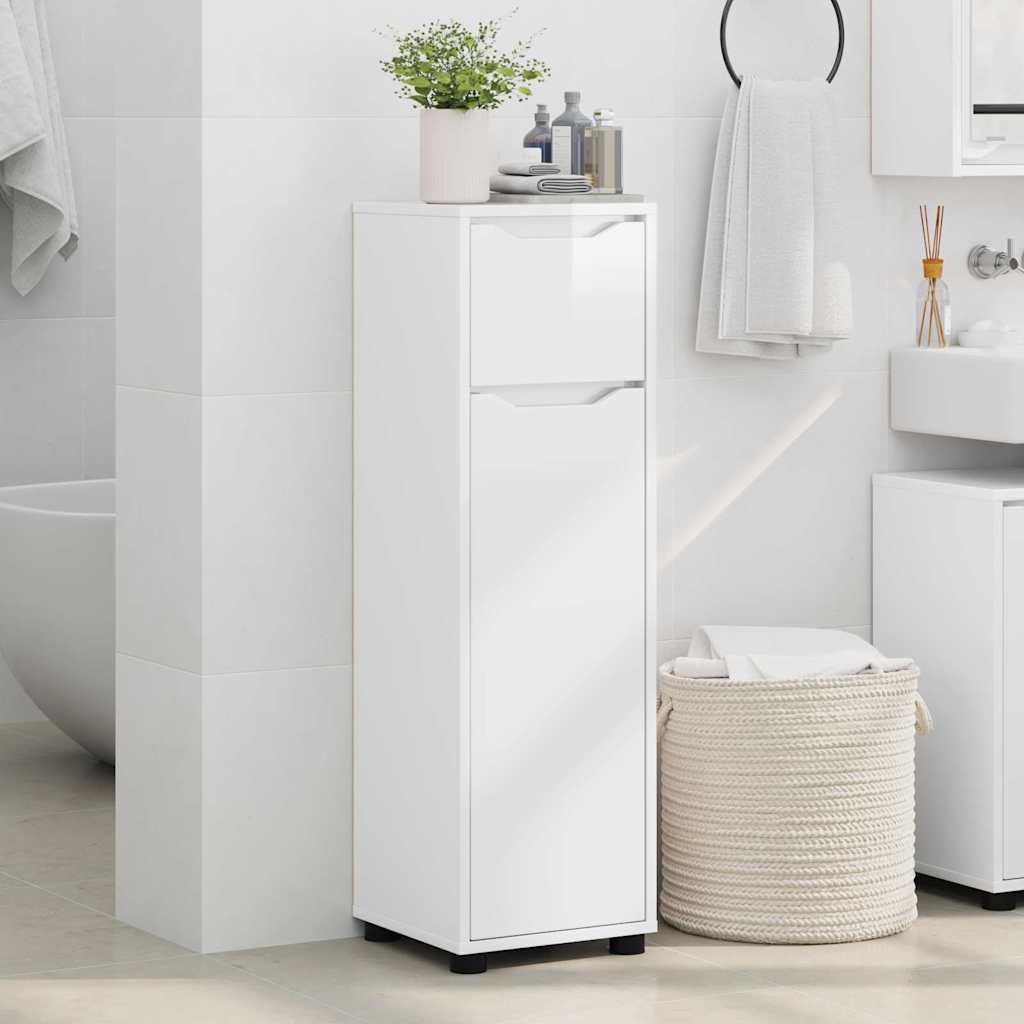 vidaXL Badezimmerschrank mit Regal Hochglanz Weiß 30,5 x 30 x 101 cm
