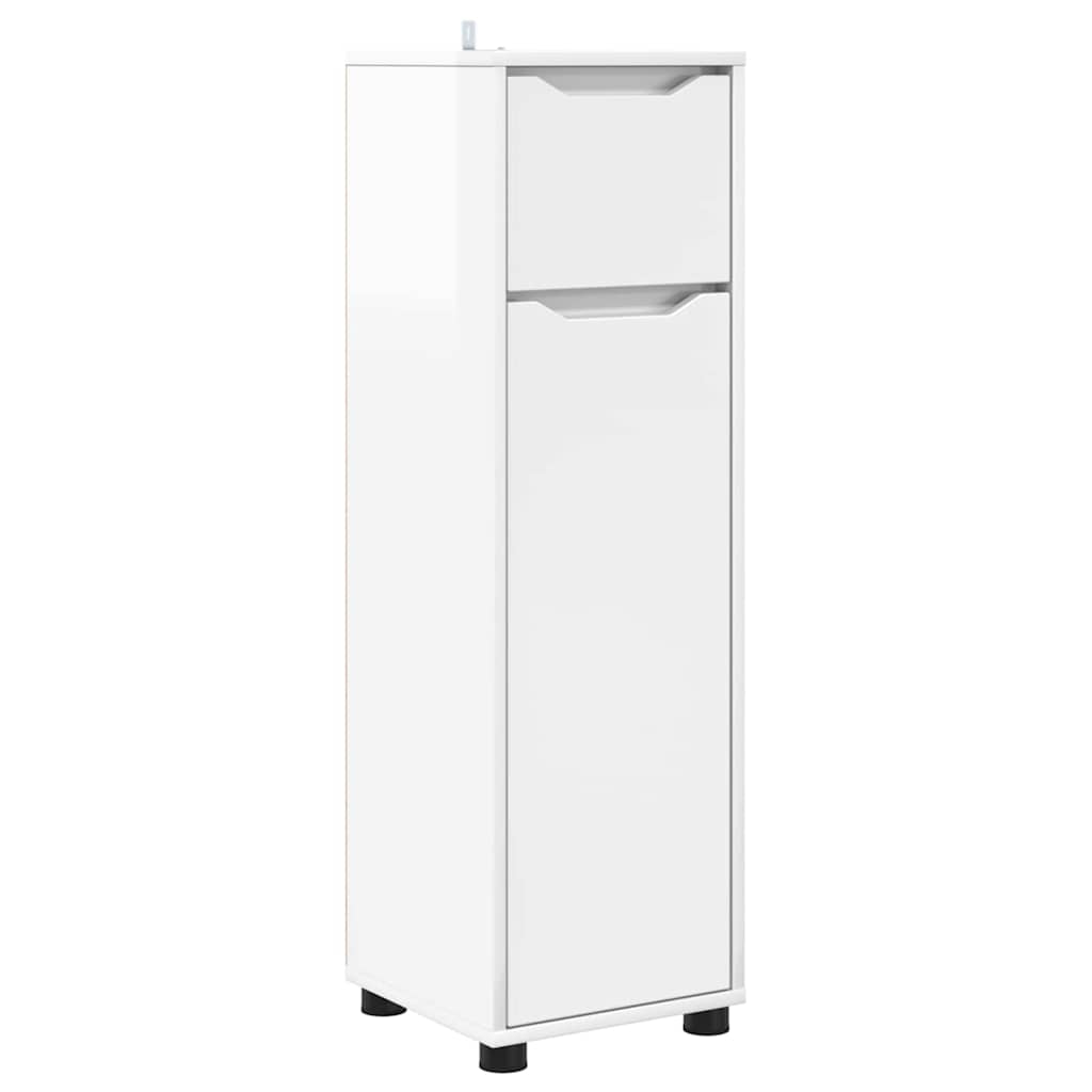 vidaXL Badezimmerschrank mit Regal Hochglanz Weiß 30,5 x 30 x 101 cm