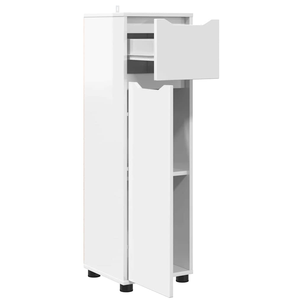 vidaXL Badezimmerschrank mit Regal Hochglanz Weiß 30,5 x 30 x 101 cm