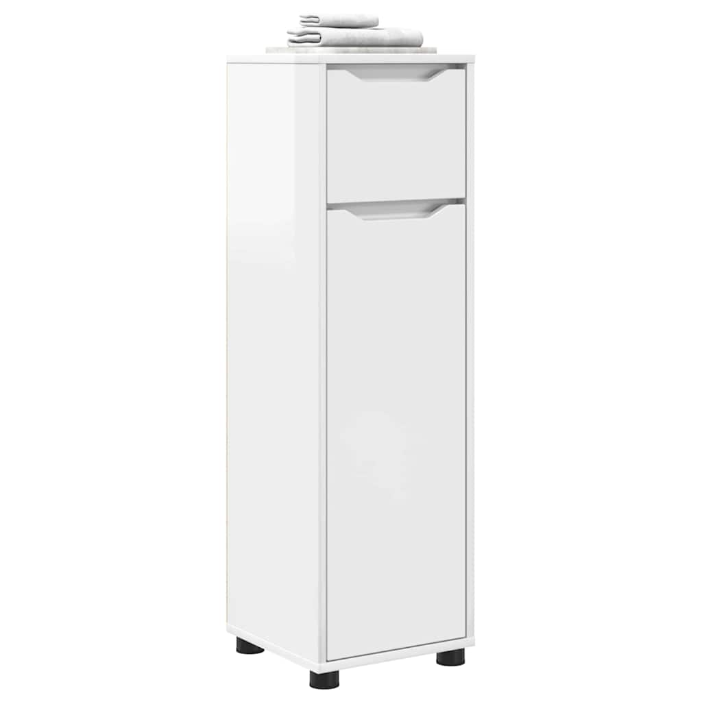 vidaXL Badezimmerschrank mit Regal Hochglanz Weiß 30,5 x 30 x 101 cm