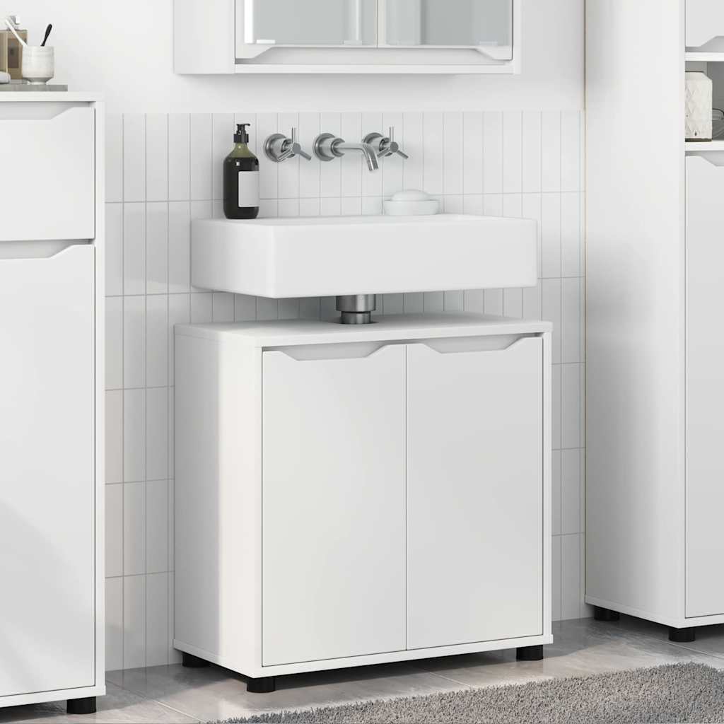 vidaXL Badezimmerwaschbecken-Schrank mit Regal Weiß 60 x 30 x 60 cm