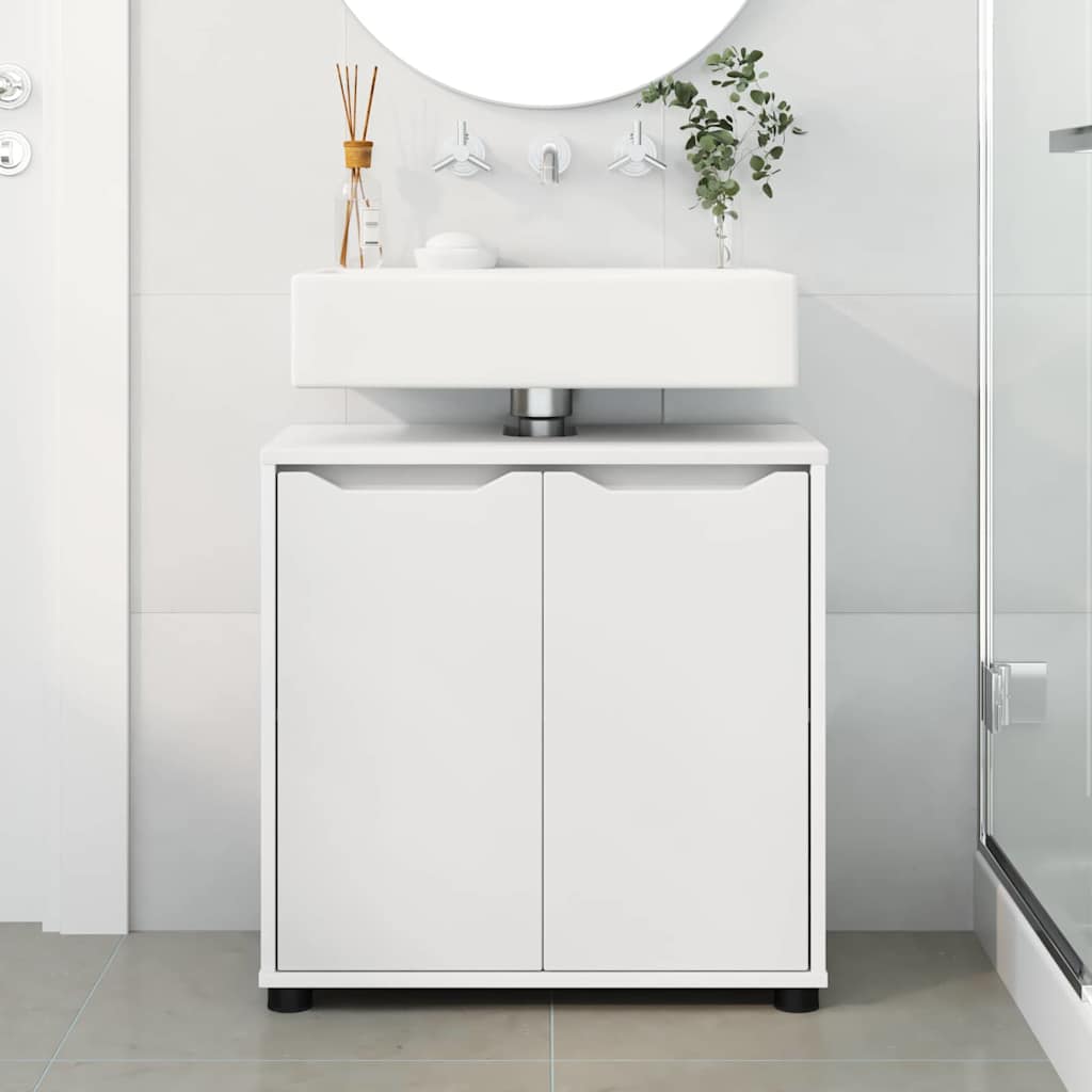 vidaXL Badezimmerwaschbecken-Schrank mit Regal Weiß 60 x 30 x 60 cm