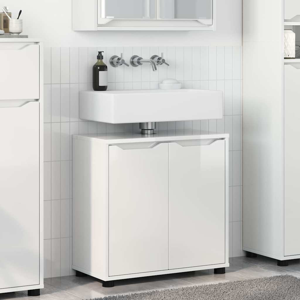 vidaXL Badezimmerwaschbecken-Schrank Hochglanz Weiß 60 x 30 x 60 cm