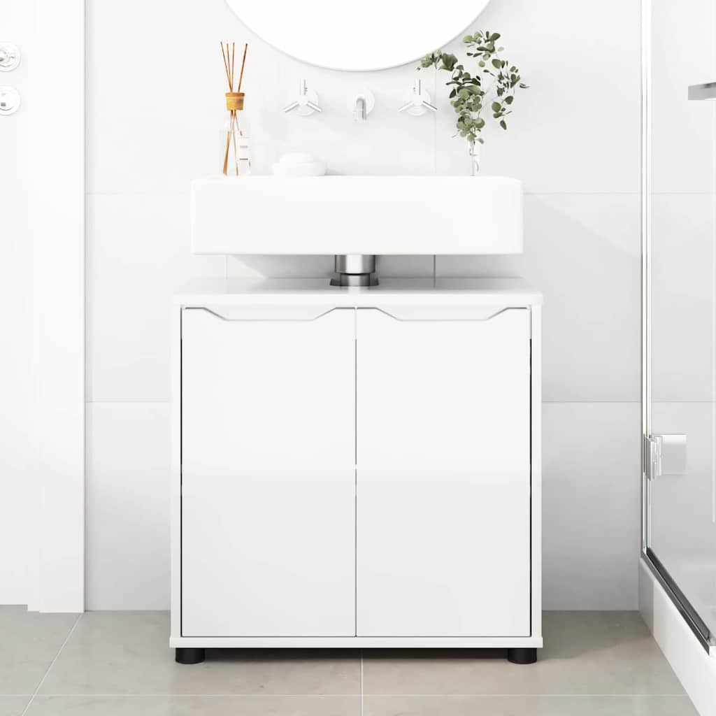 vidaXL Badezimmerwaschbecken-Schrank Hochglanz Weiß 60 x 30 x 60 cm
