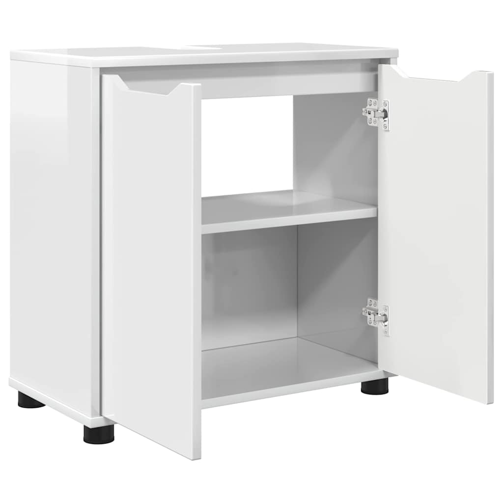 vidaXL Badezimmerwaschbecken-Schrank Hochglanz Weiß 60 x 30 x 60 cm