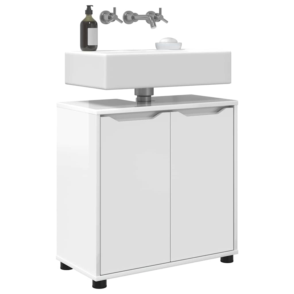 vidaXL Badezimmerwaschbecken-Schrank Hochglanz Weiß 60 x 30 x 60 cm