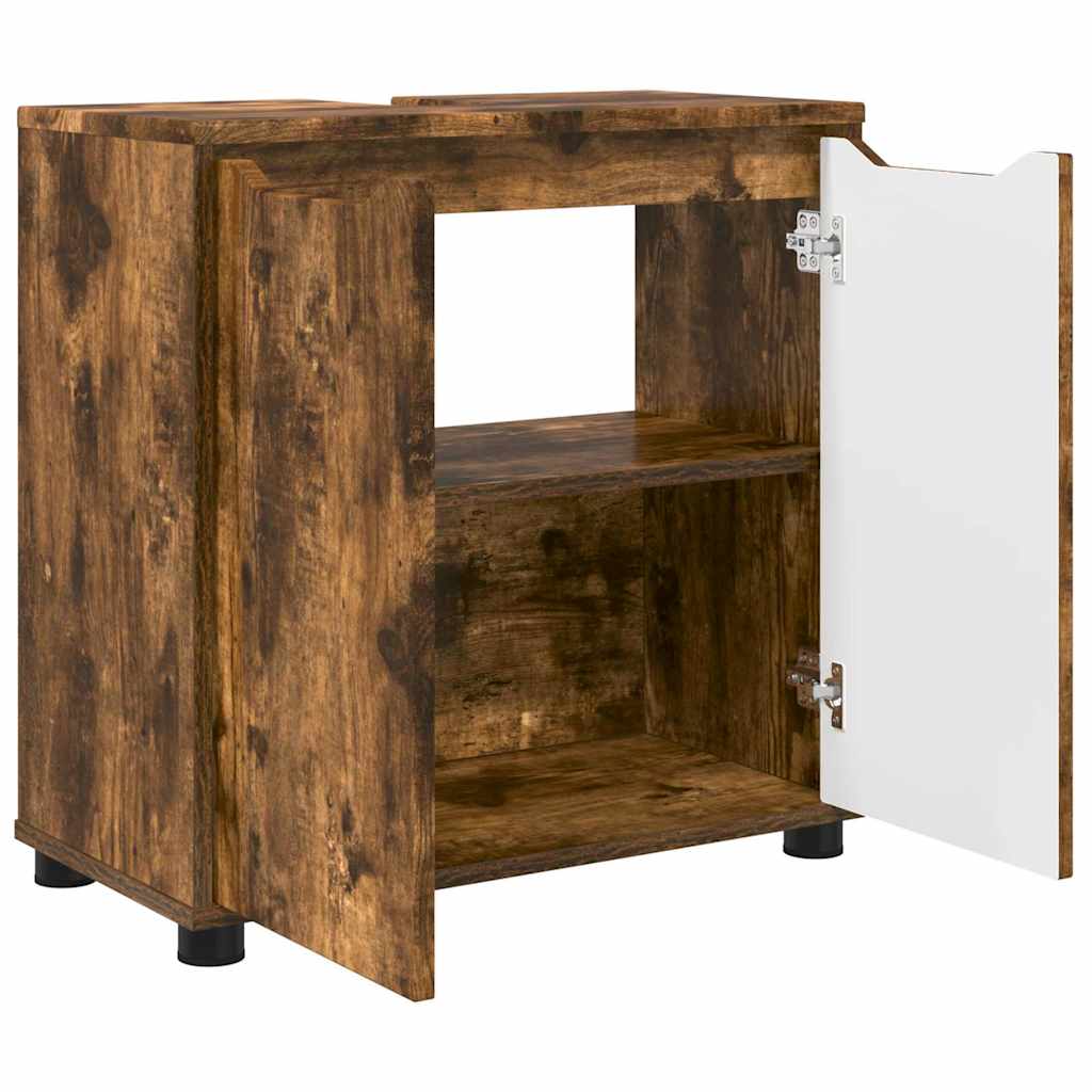 vidaXL Badezimmerwaschbecken-Schrank Geräucherte Eiche 60 x 30 x 60 cm