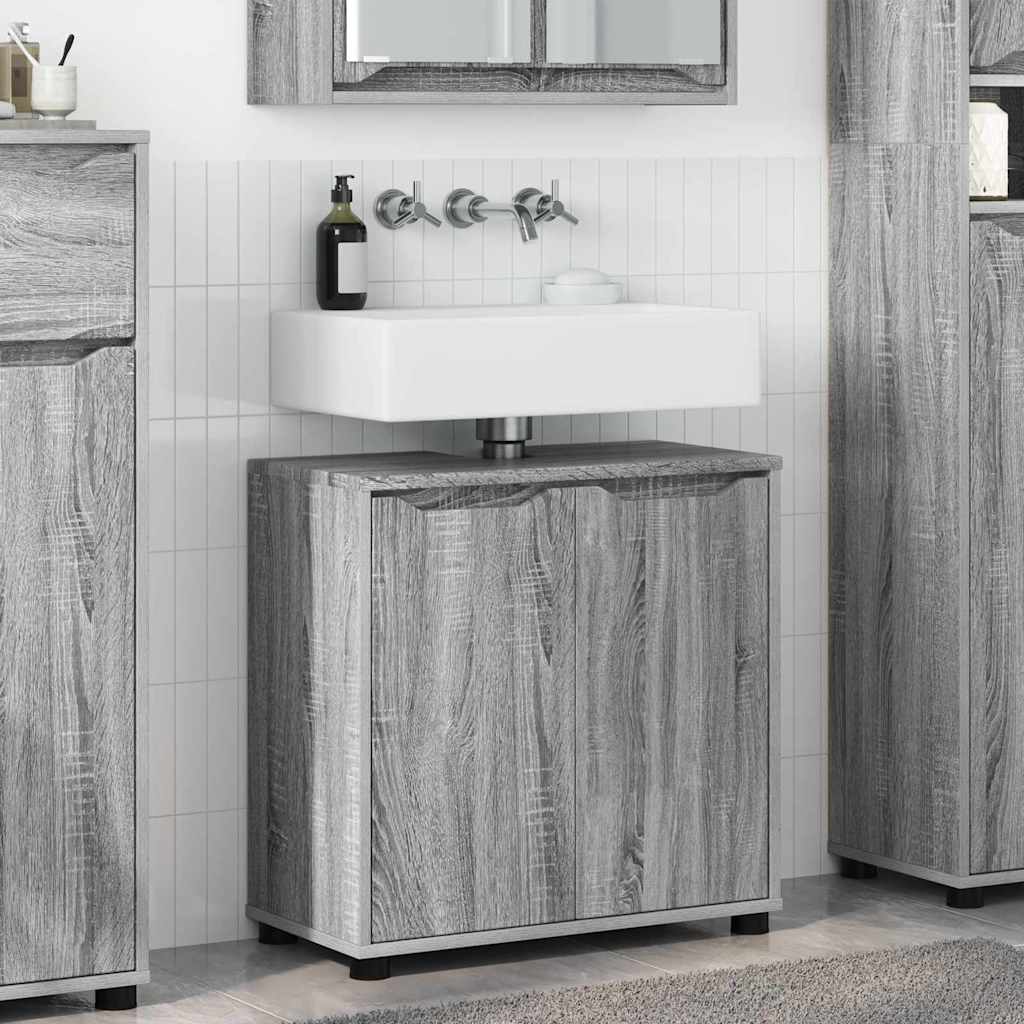 vidaXL Badezimmerwaschbecken-Schrank Graues Sonoma 60 x 30 x 60 cm