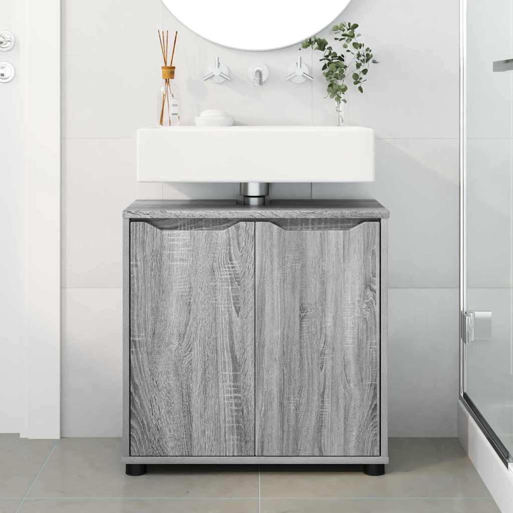 vidaXL Badezimmerwaschbecken-Schrank Graues Sonoma 60 x 30 x 60 cm