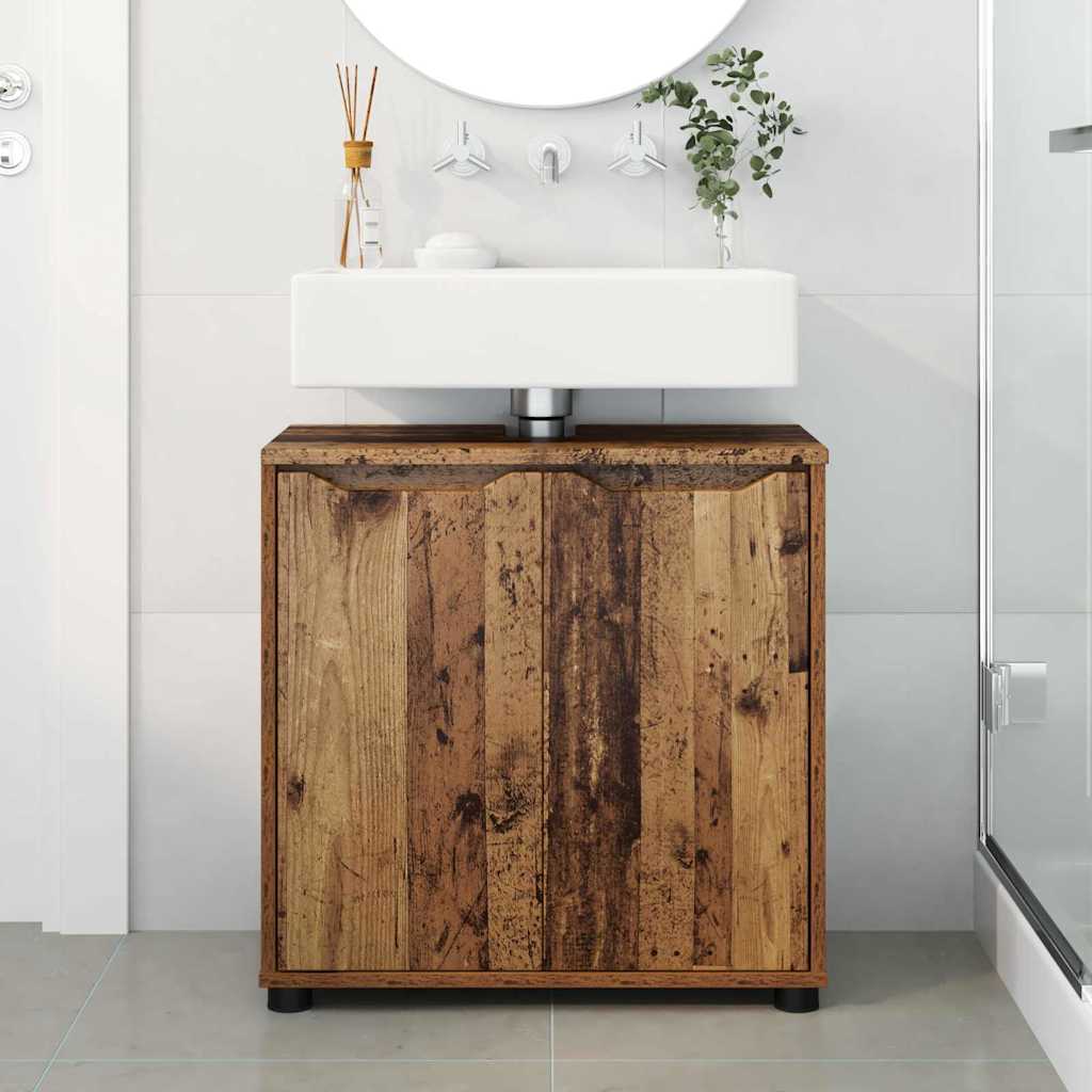 vidaXL Badezimmerwaschbecken-Schrank mit Regal Altholz 60 x 30 x 60 cm