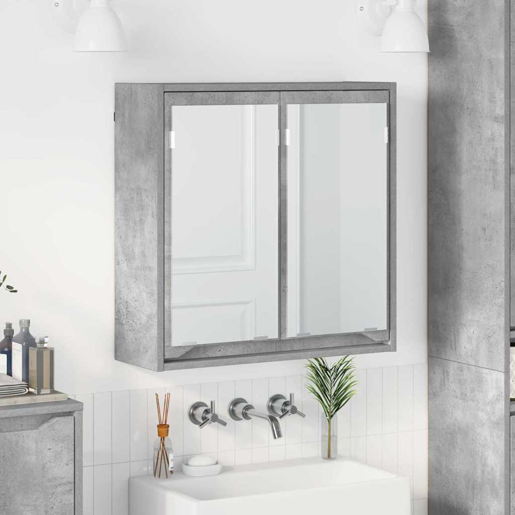 vidaXL Badezimmerspiegelschrank mit Regal Beton Grau 60 x 20 x 60 cm