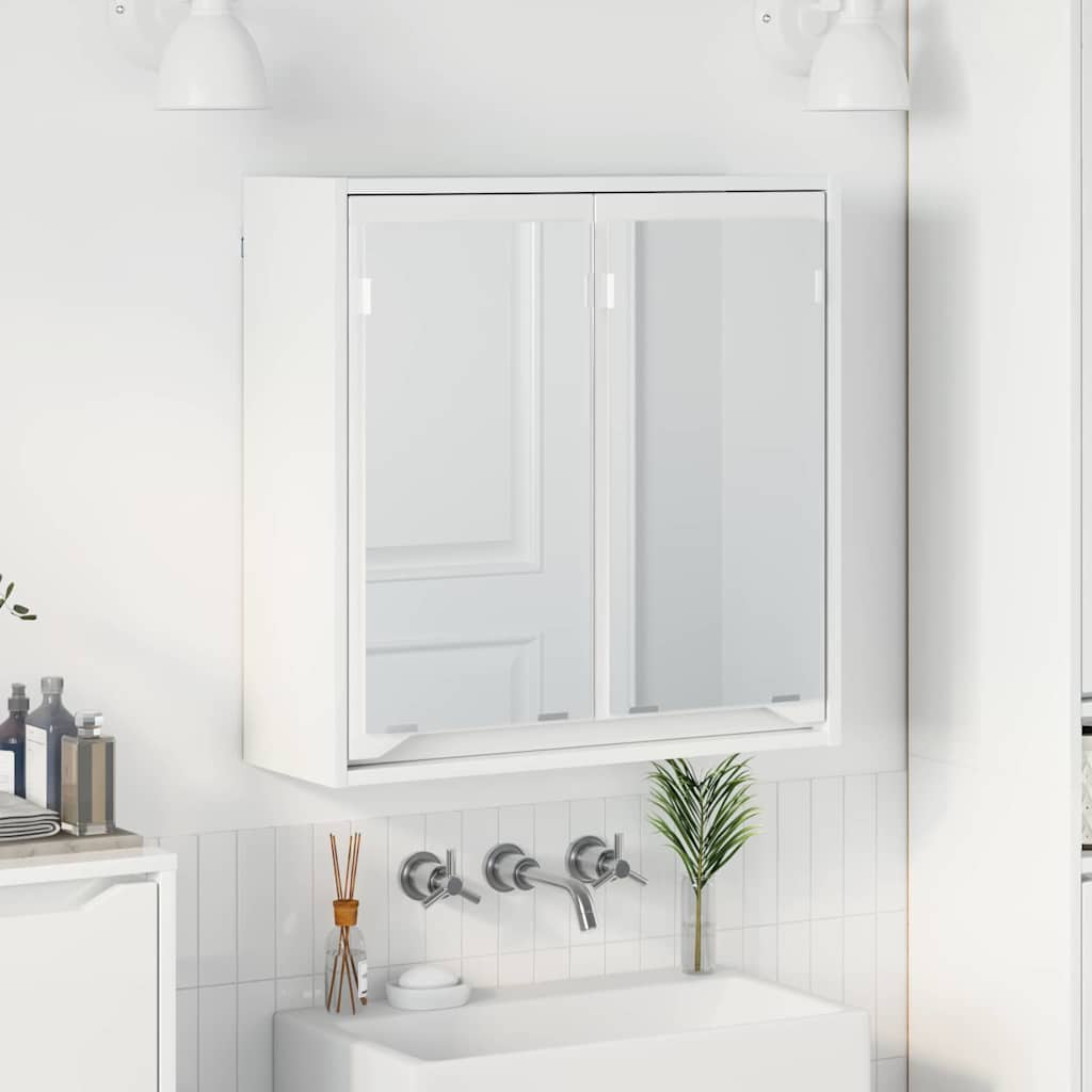 vidaXL Badezimmerspiegelschrank mit Tür Hochglanz Weiß 60 x 20 x 60 cm