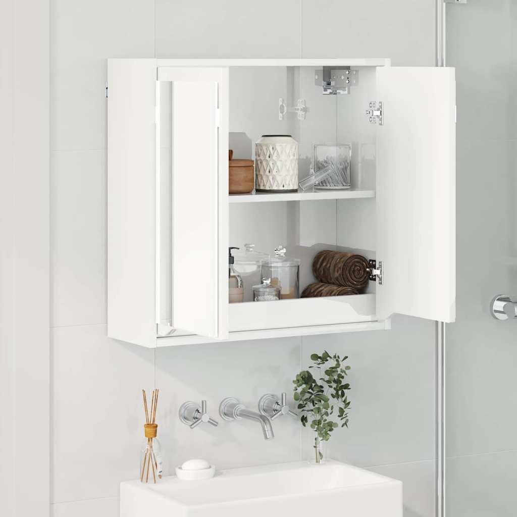 vidaXL Badezimmerspiegelschrank mit Tür Hochglanz Weiß 60 x 20 x 60 cm