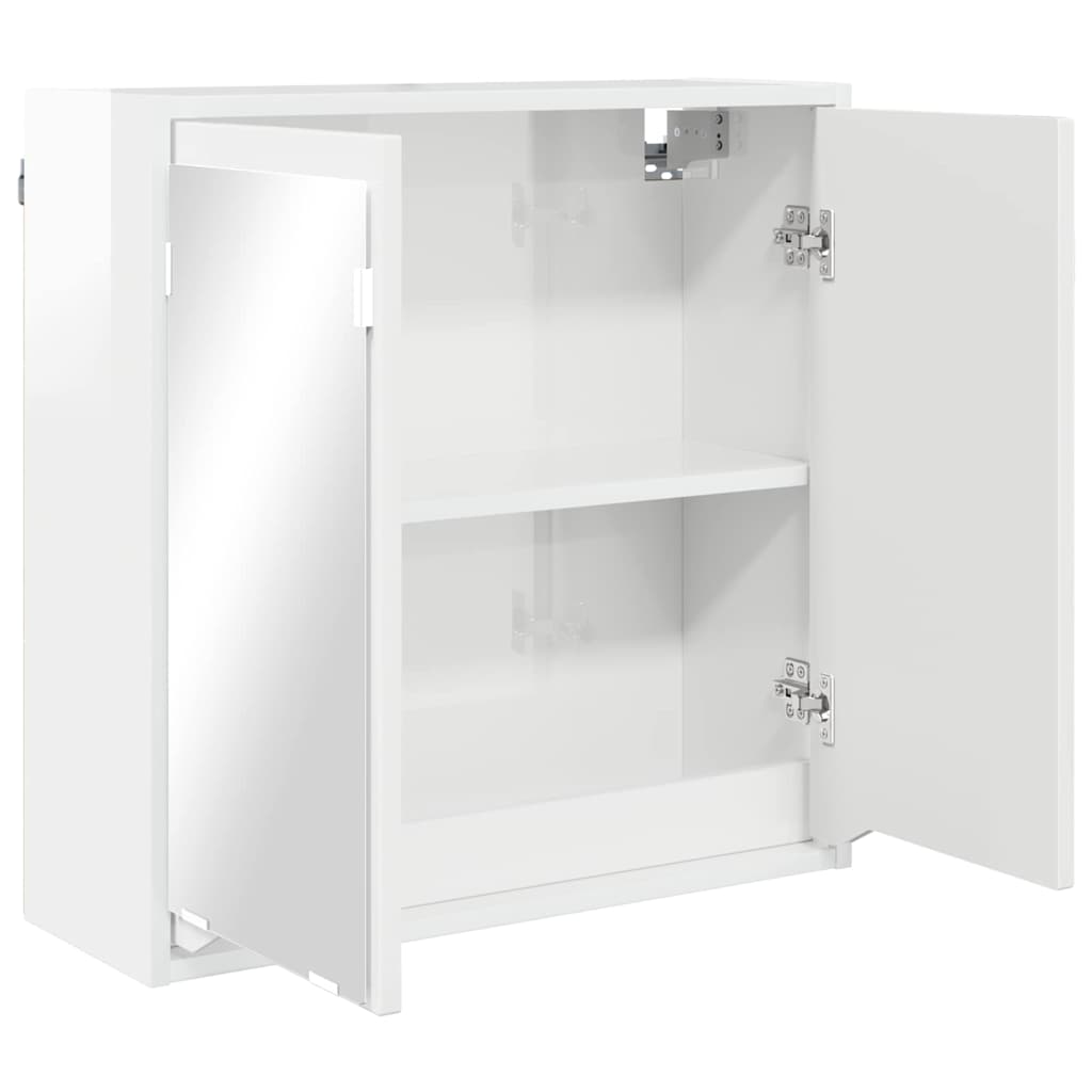 vidaXL Badezimmerspiegelschrank mit Tür Hochglanz Weiß 60 x 20 x 60 cm