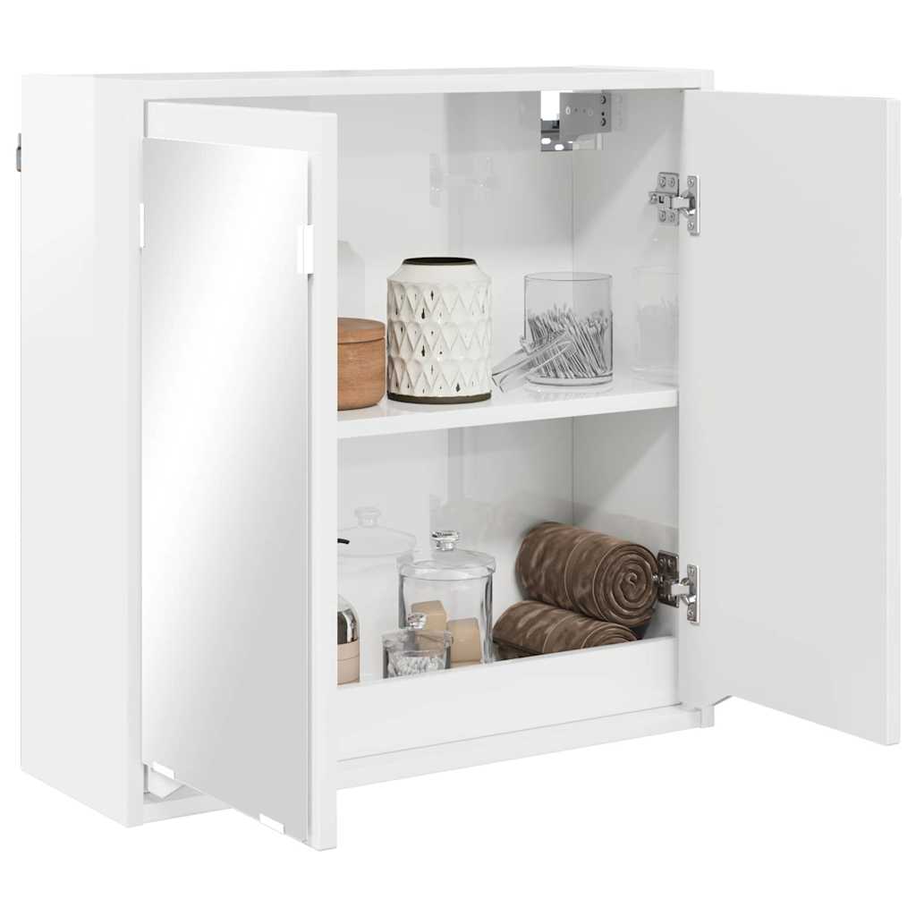 vidaXL Badezimmerspiegelschrank mit Tür Hochglanz Weiß 60 x 20 x 60 cm