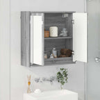 vidaXL Badezimmerspiegelschrank mit Tür Graues Sonoma 60 x 20 x 60 cm