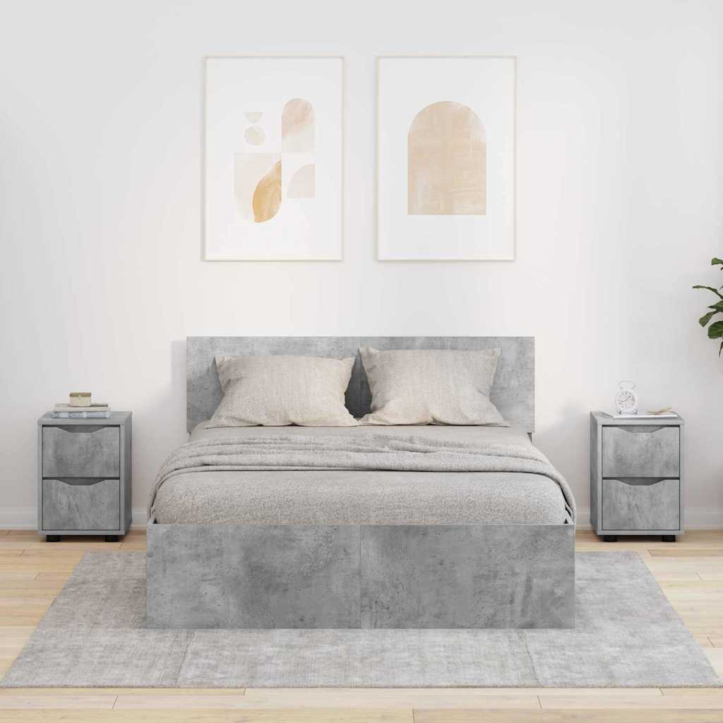 vidaXL Nachttische 2 pcs Beton Grau 30,5 x 30 x 43 cm Holzwerkstoff