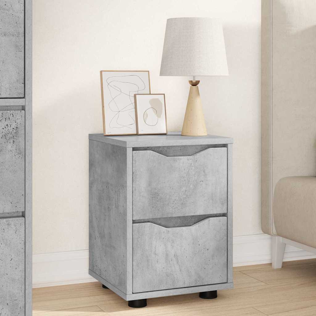 vidaXL Nachttische 2 pcs Beton Grau 30,5 x 30 x 43 cm Holzwerkstoff