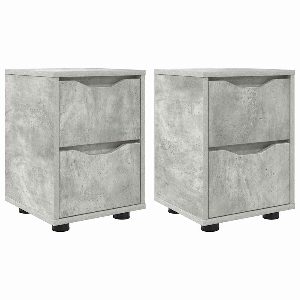 vidaXL Nachttische 2 pcs Beton Grau 30,5 x 30 x 43 cm Holzwerkstoff