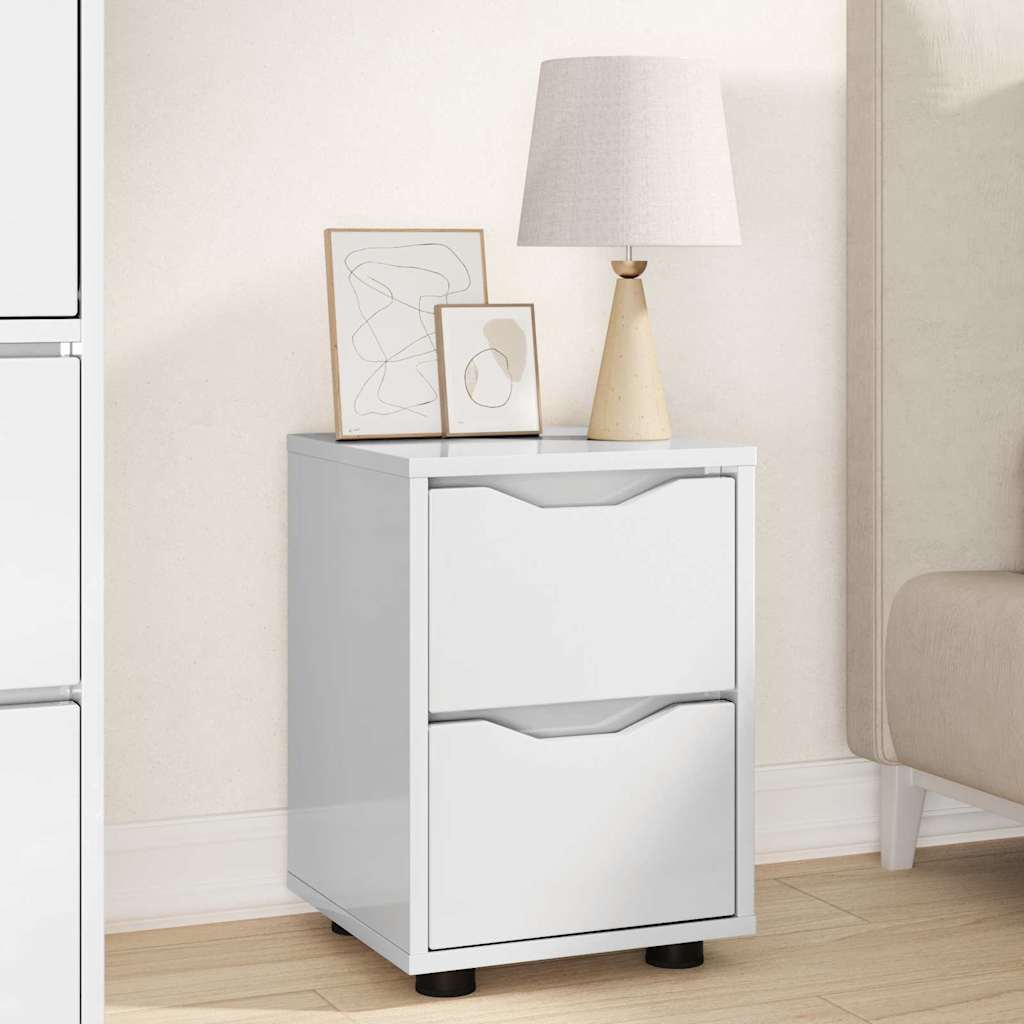 vidaXL Nachttische 2 pcs Hochglanz Weiß 30,5 x 30 x 43 cm