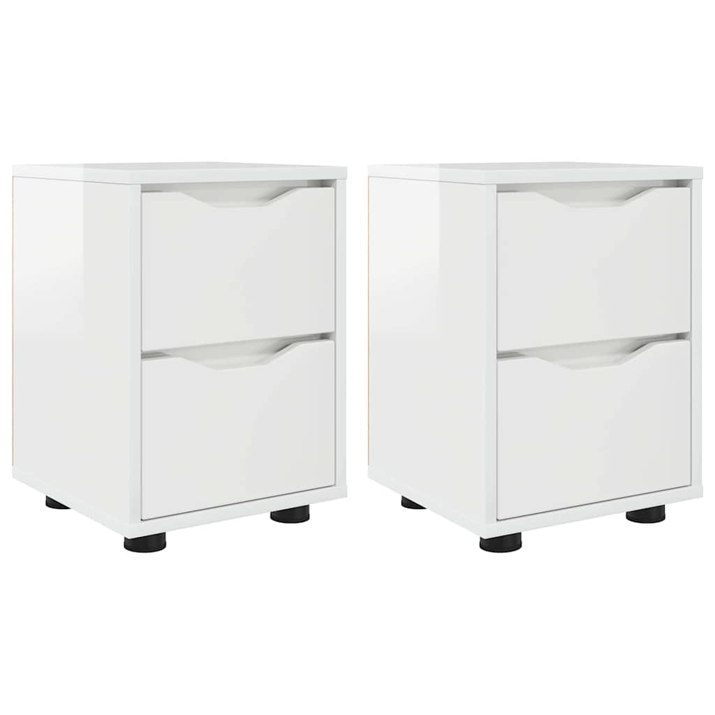 vidaXL Nachttische 2 pcs Hochglanz Weiß 30,5 x 30 x 43 cm