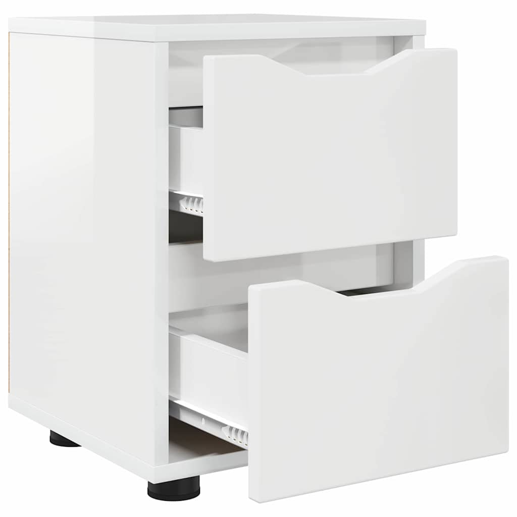 vidaXL Nachttische 2 pcs Hochglanz Weiß 30,5 x 30 x 43 cm