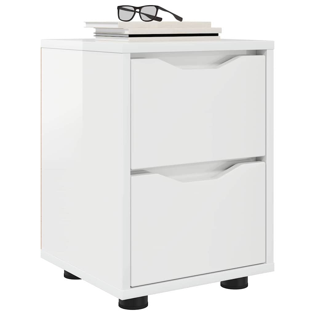 vidaXL Nachttische 2 pcs Hochglanz Weiß 30,5 x 30 x 43 cm