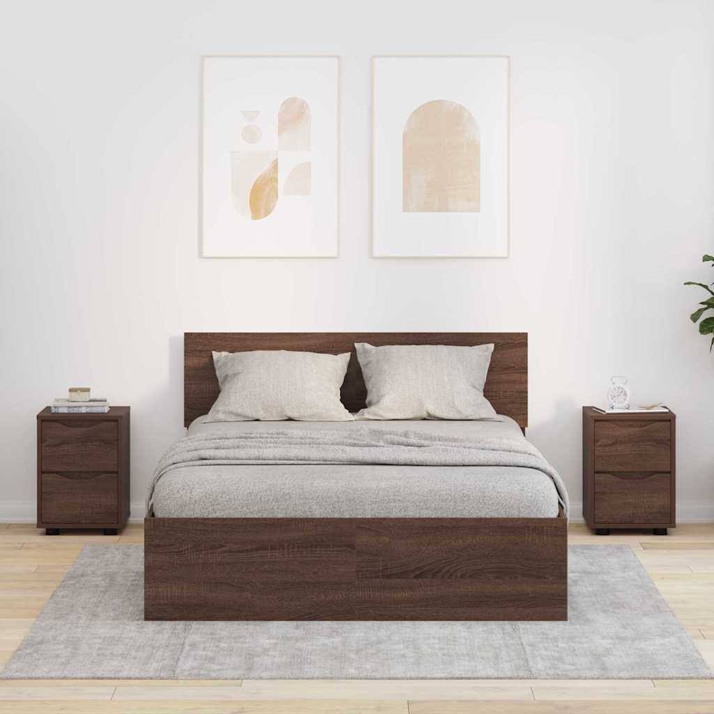 vidaXL Nachttische 2 pcs Braun Eichen-Optik 30,5 x 30 x 43 cm