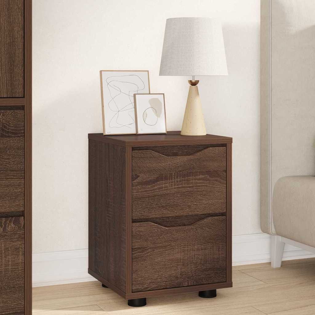 vidaXL Nachttische 2 pcs Braun Eichen-Optik 30,5 x 30 x 43 cm