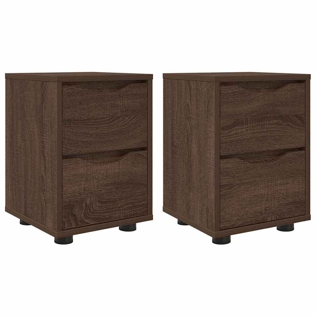 vidaXL Nachttische 2 pcs Braun Eichen-Optik 30,5 x 30 x 43 cm