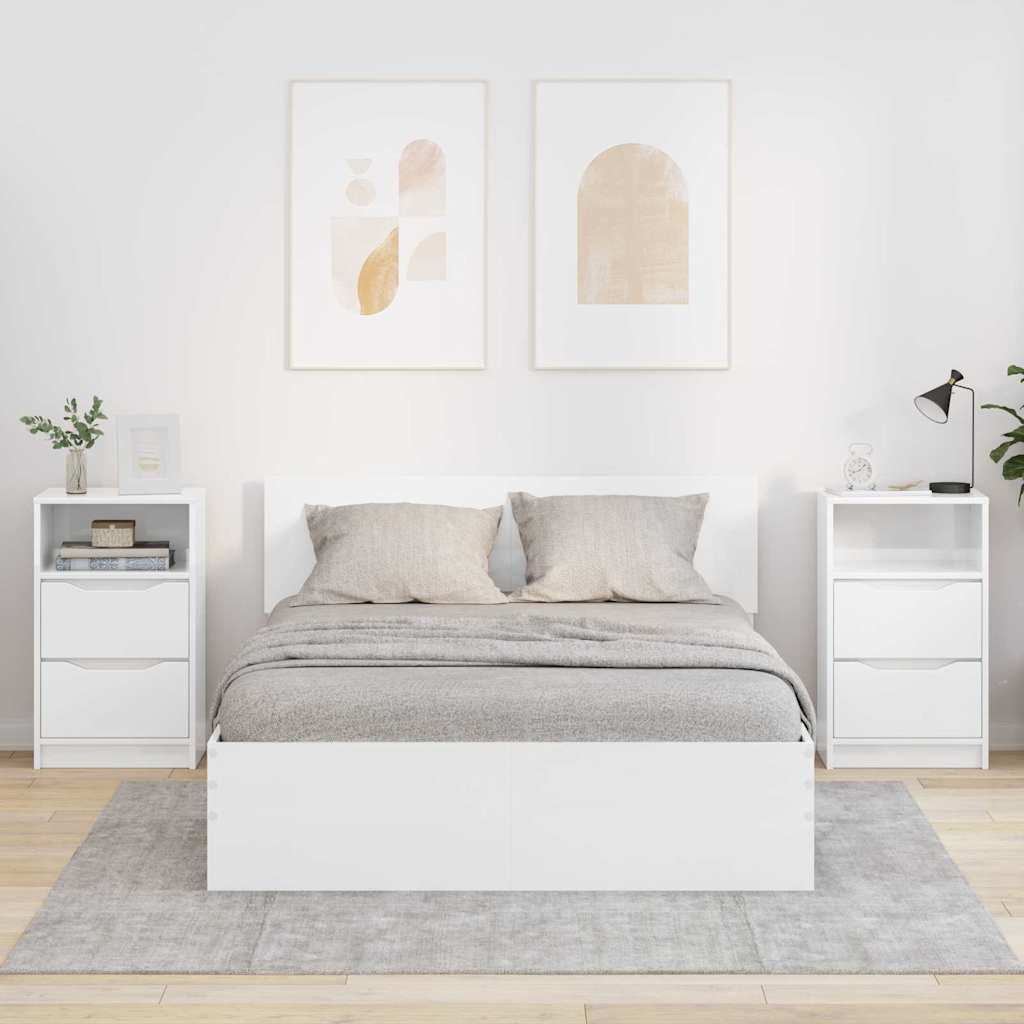 vidaXL Nachttische 2 pcs Hochglanz Weiß 40 x 30 x 467 cm Holzwerkstoff