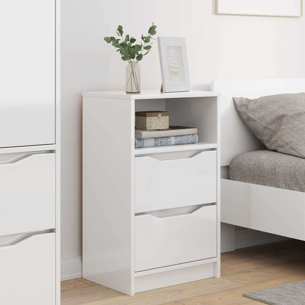 vidaXL Nachttische 2 pcs Hochglanz Weiß 40 x 30 x 467 cm Holzwerkstoff