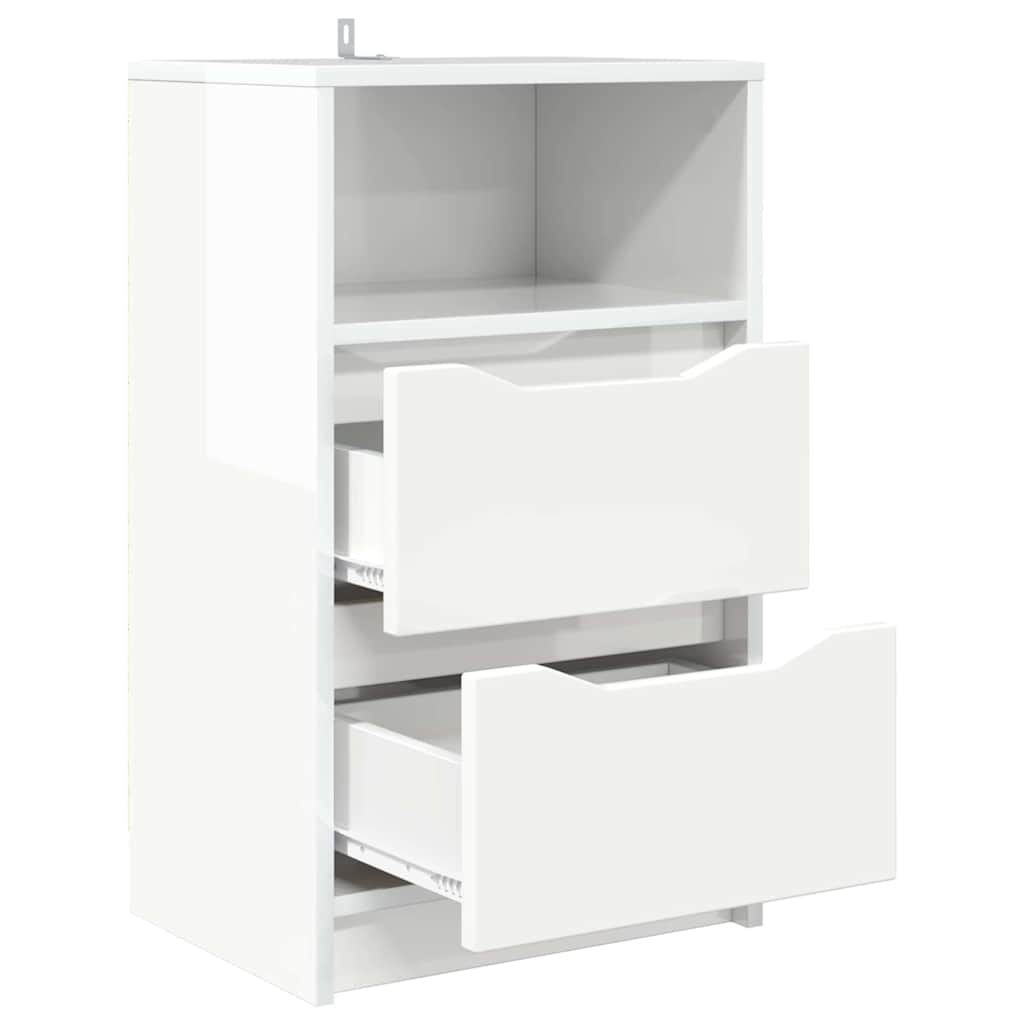 vidaXL Nachttische 2 pcs Hochglanz Weiß 40 x 30 x 467 cm Holzwerkstoff