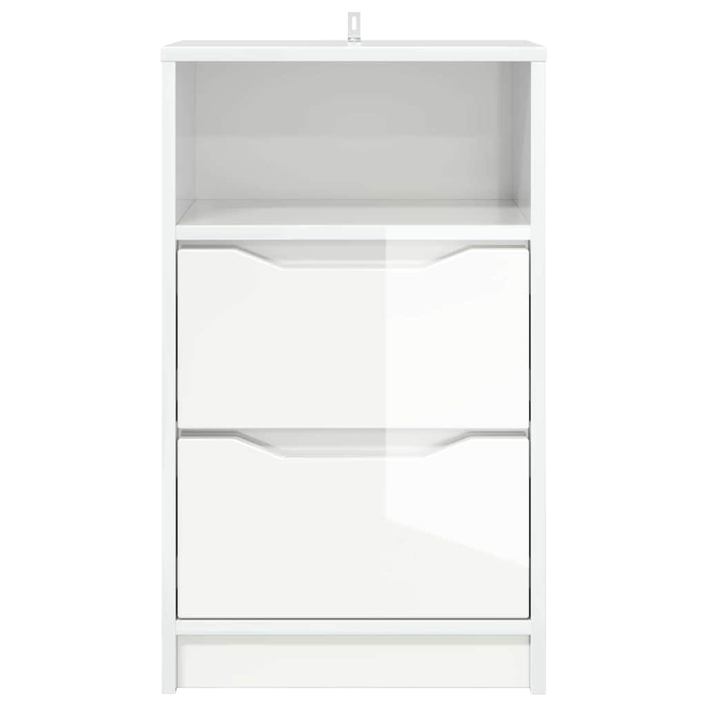 vidaXL Nachttische 2 pcs Hochglanz Weiß 40 x 30 x 467 cm Holzwerkstoff