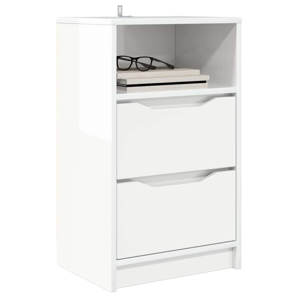vidaXL Nachttische 2 pcs Hochglanz Weiß 40 x 30 x 467 cm Holzwerkstoff