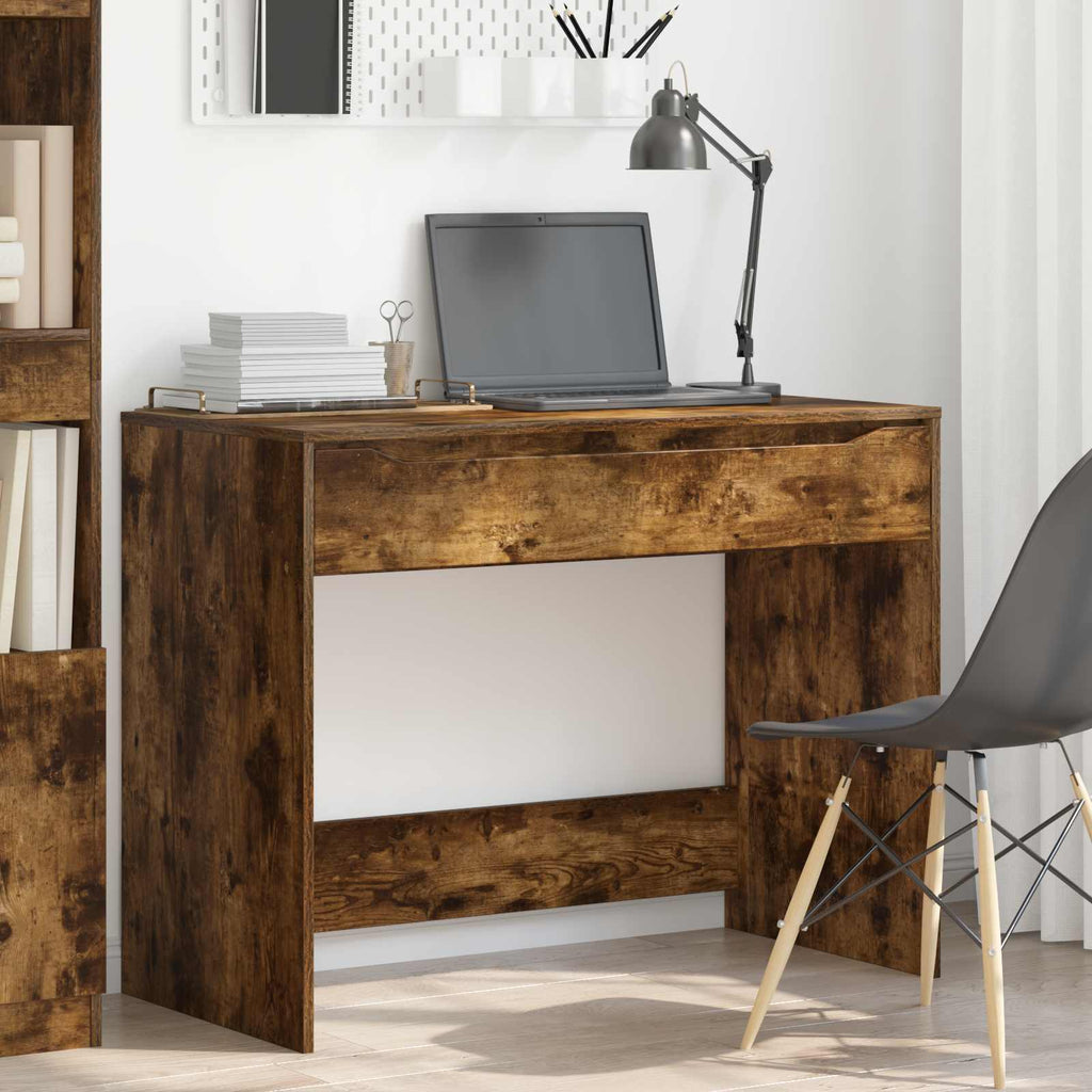 vidaXL Schreibtisch mit Schublade Räuchereiche 100 x 50 x 78 cm