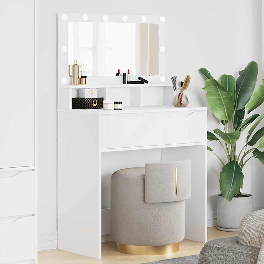vidaXL Schlafzimmer-Frisiertische mit Speicher Weiß 80 x 39,6 x 135 cm